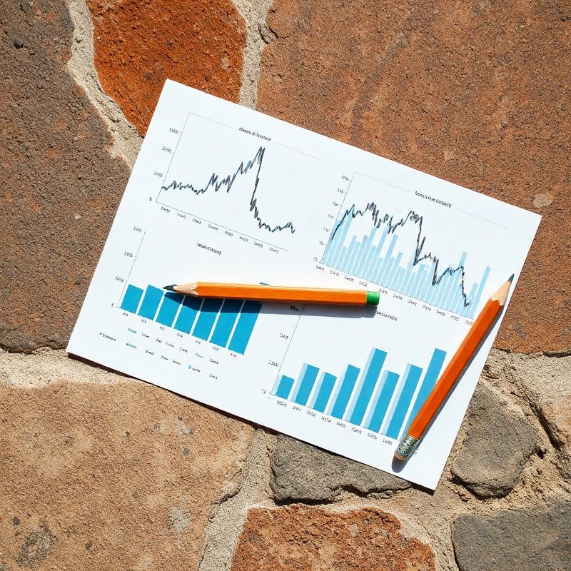 Isprintane financijske karte i grafovi na kamenoj podlozi
